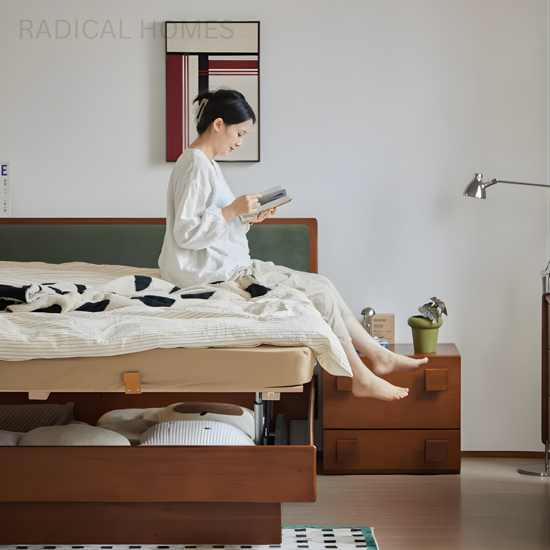 ORPI Modern Electric Solid Wood Storage Bedframe - Radical Homes Singapore
