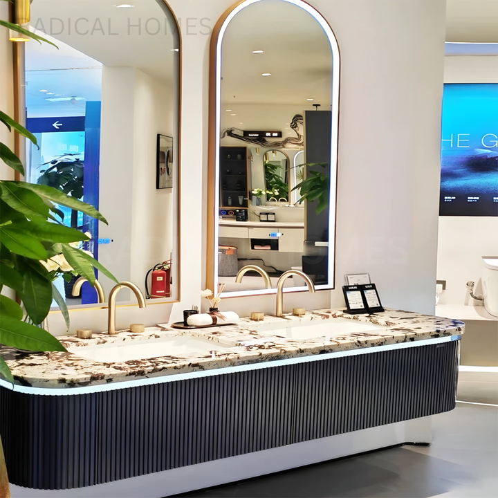 LUXARIA Modern Marble Dual-Sink Bathroom Vanity - Radical Homes Singapore