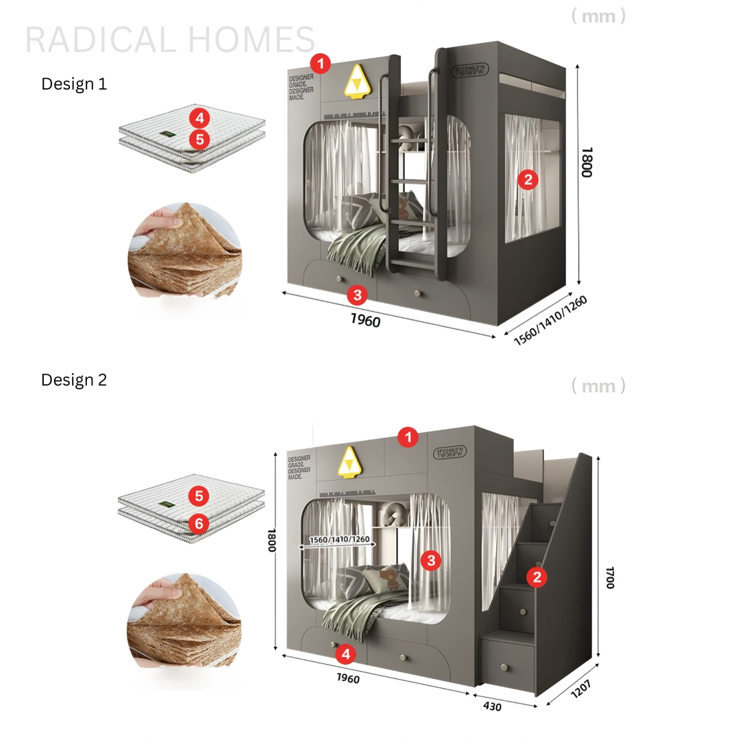 KELVORA Modern Double Decker Bedframe - Radical Homes Singapore