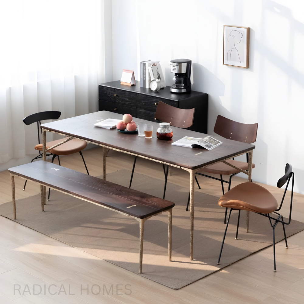 WALNOS Mid Century Solid Wood Dining Table - Radical Homes Singapore