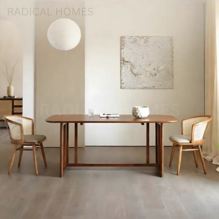 ALDA Victorian Solid Wood With Rattan Dining Table