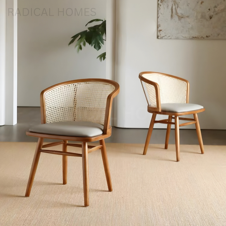 ALDA Victorian Solid Wood With Rattan Dining Table