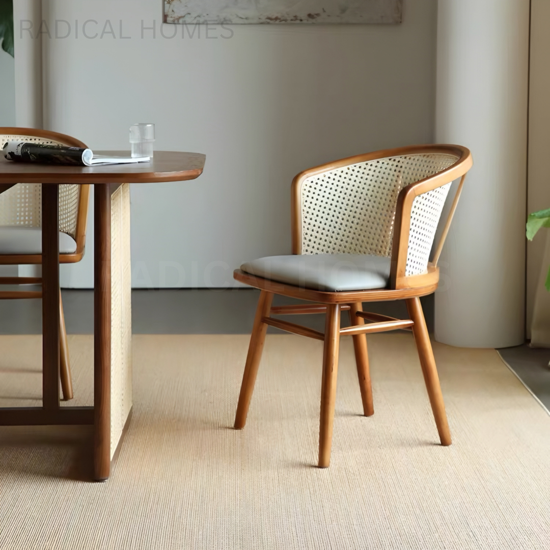 ALDA Victorian Solid Wood With Rattan Dining Table