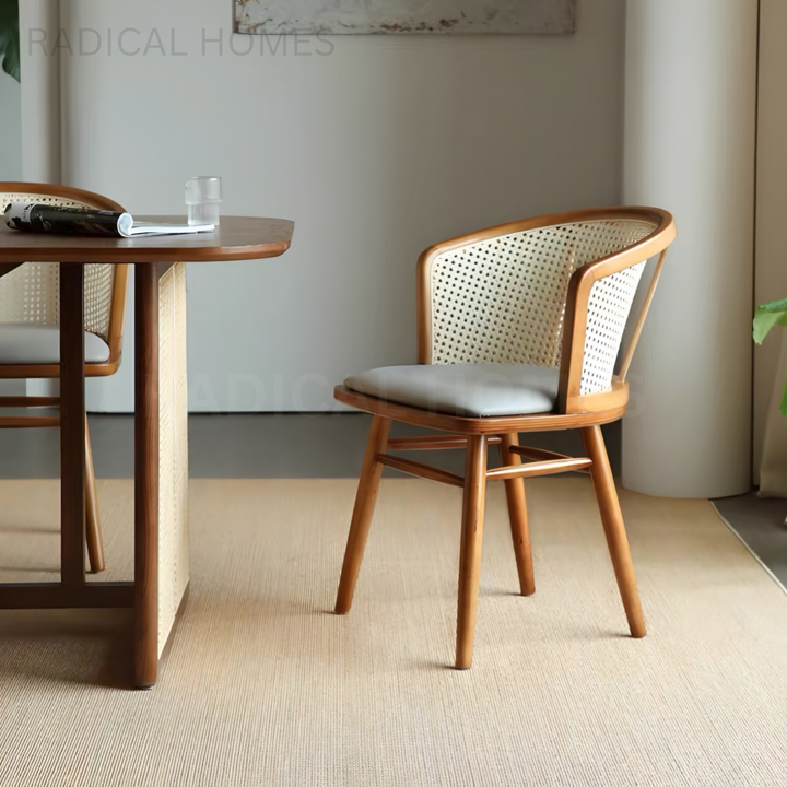 ALDA Victorian Solid Wood With Rattan Dining Table