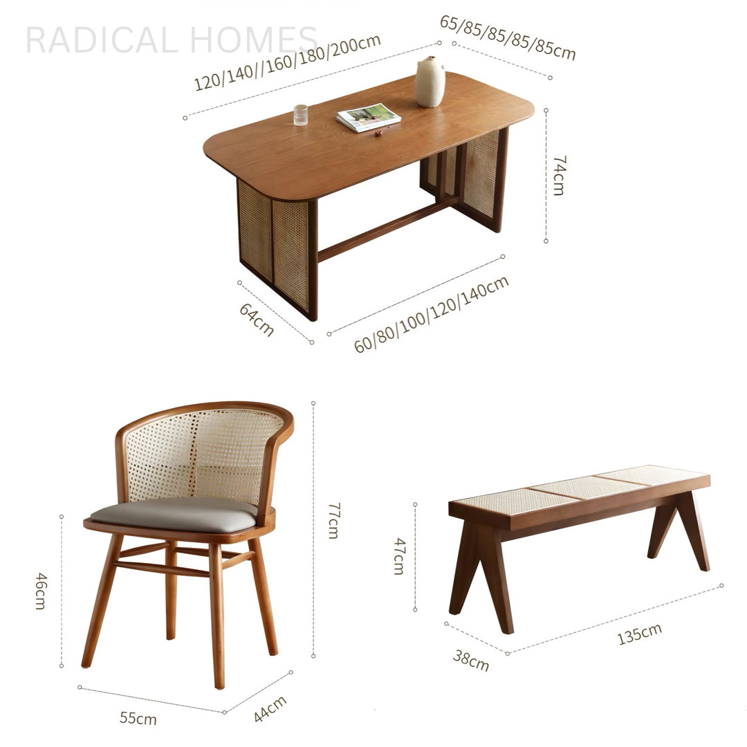 ALDA Victorian Solid Wood With Rattan Dining Table