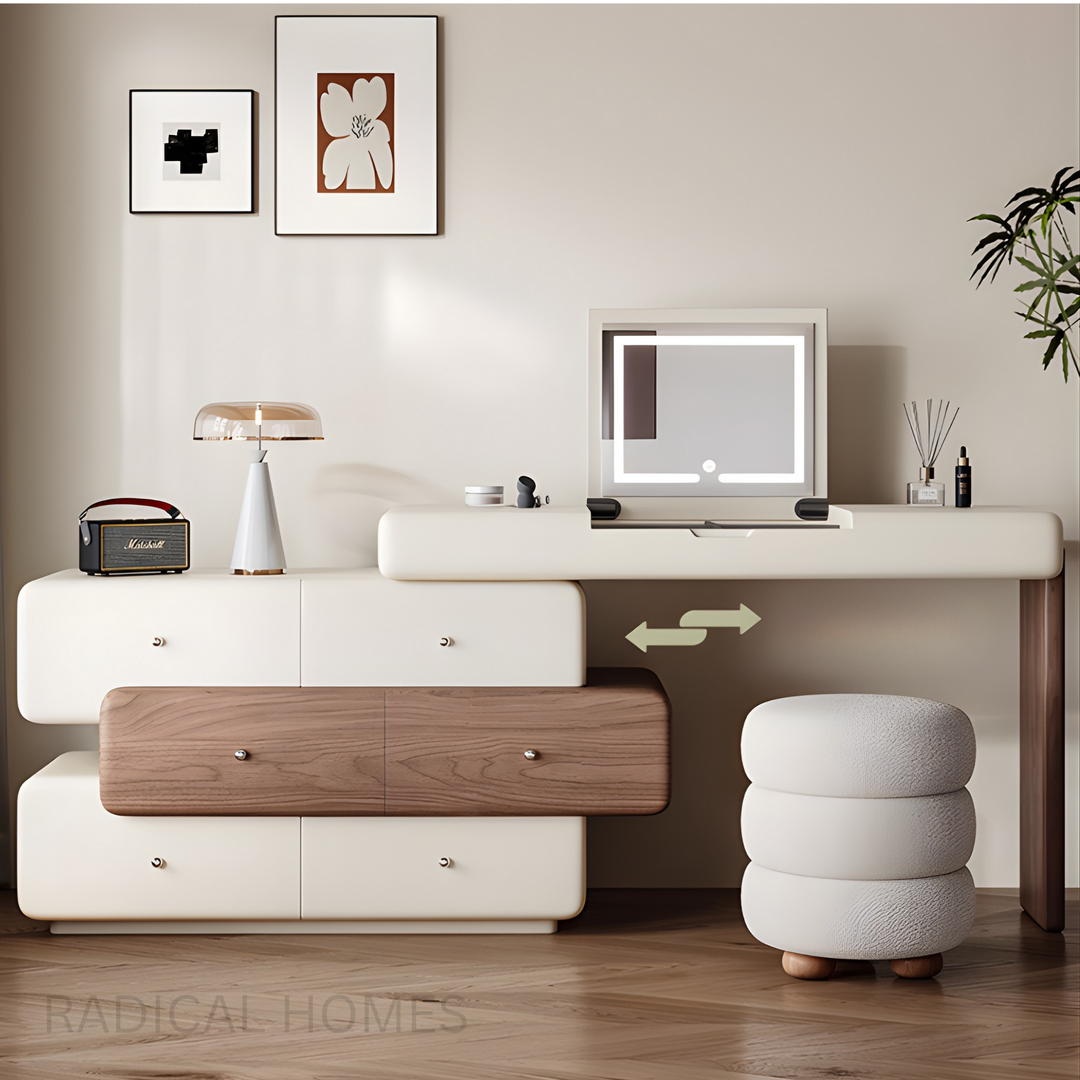 AMORA Modern Minimalist Vanity Table with Storage Drawers