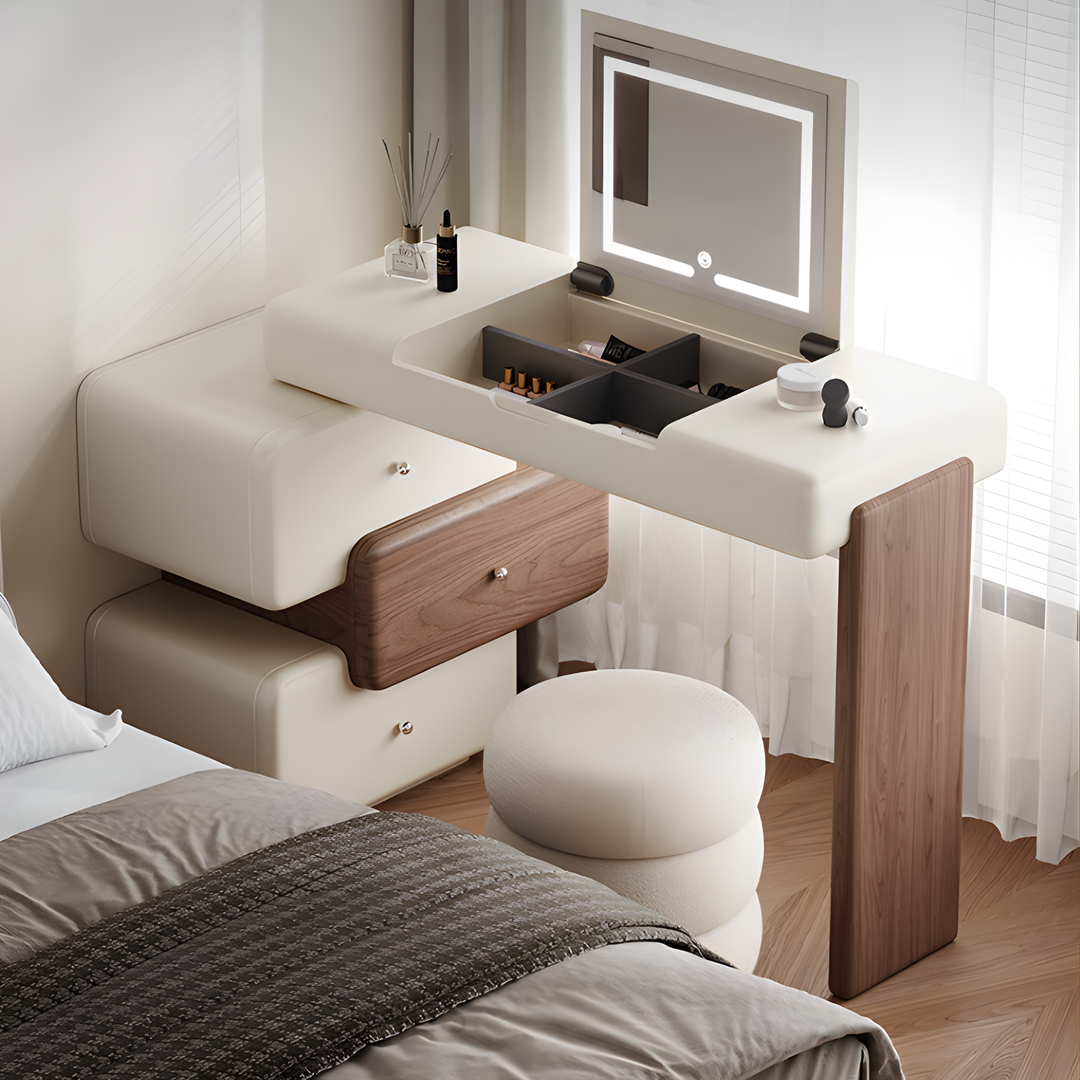AMORA Modern Minimalist Vanity Table with Storage Drawers