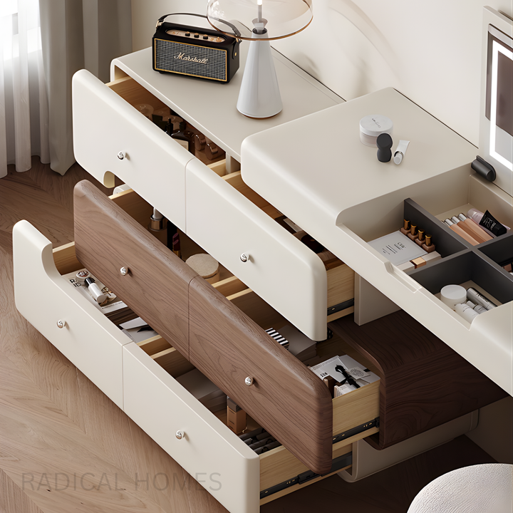 AMORA Modern Minimalist Vanity Table with Storage Drawers
