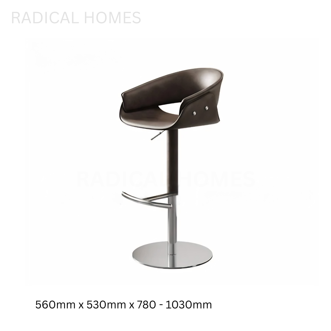 PUDRA Modern Adjustable Leather Bar Stool - Radical Homes Singapore