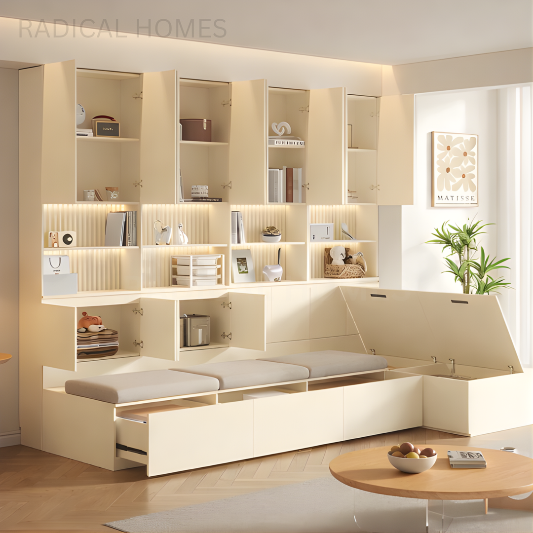 Dory Modern Solid Wood Display Cabinet Ottoman - Radical Homes Singapore