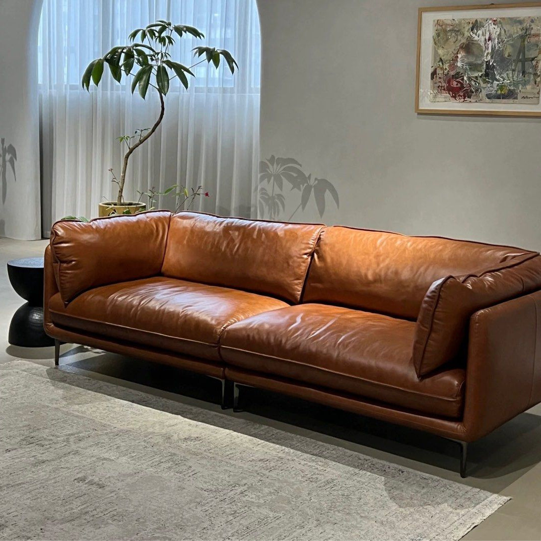 VRENO Modern Grain Leather Sofa