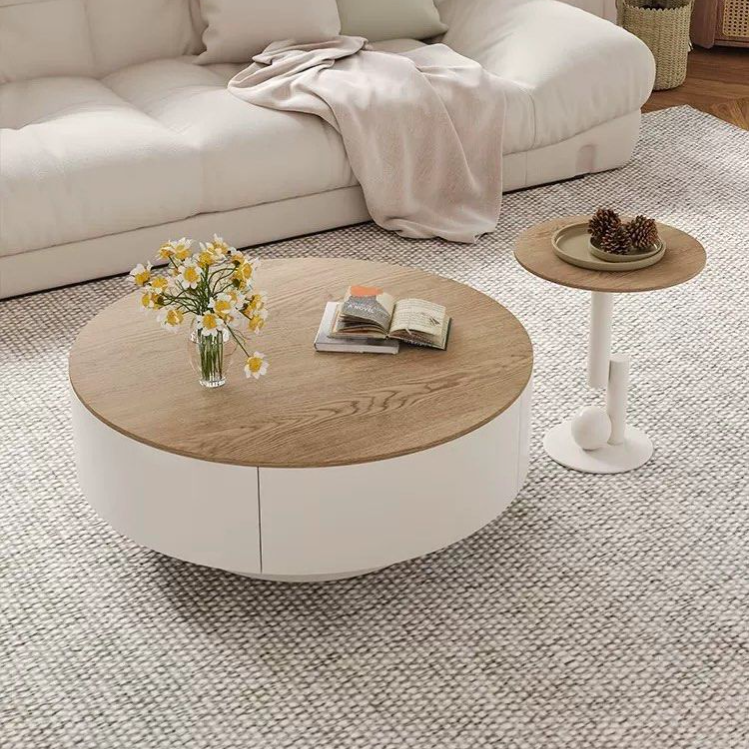 AOME Japandi Sintered Stone Round Coffee Table