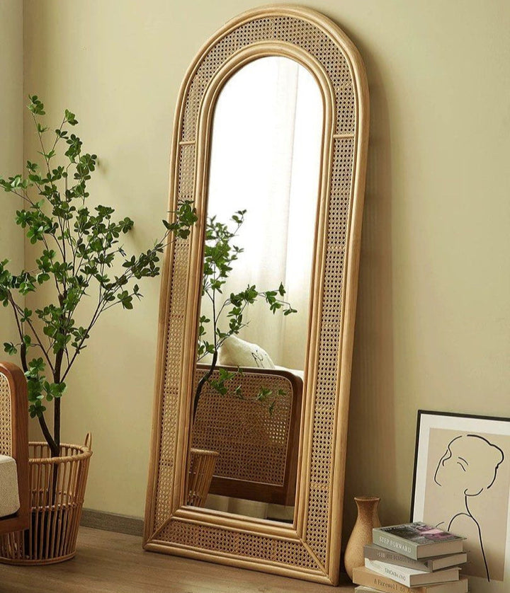 AUFREI Modern Full Length Rattan Mirror
