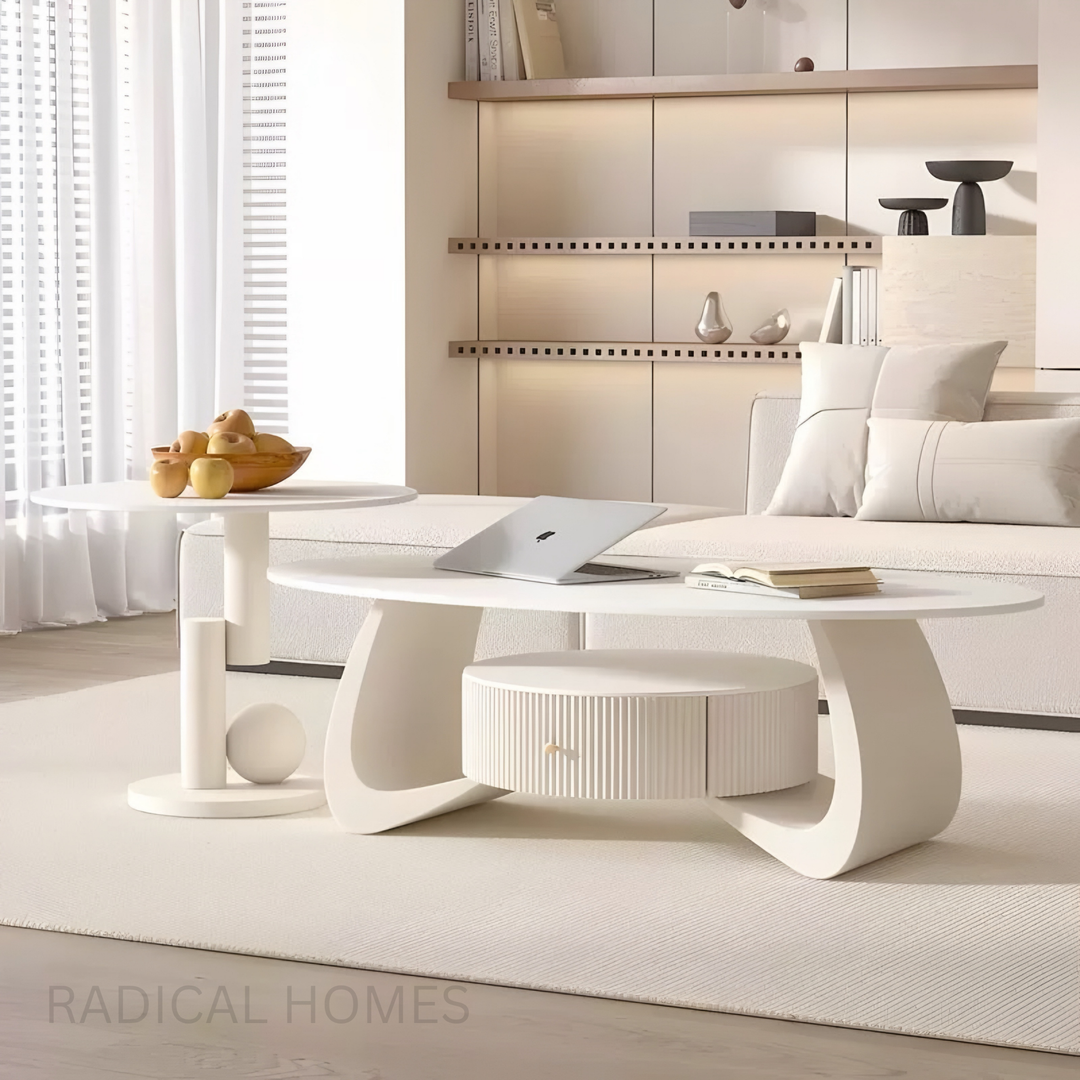 LYRAS Modern Oval Coffee Table - Radical Homes Singapore