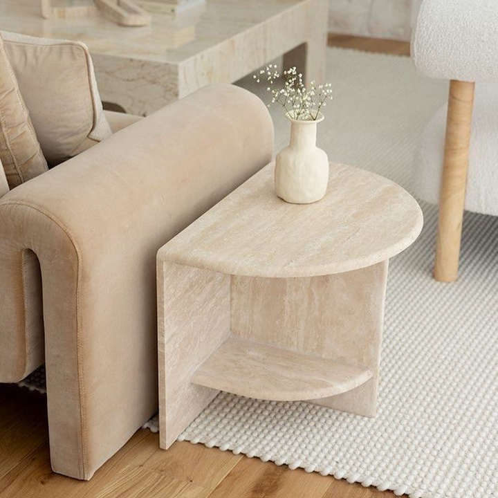 KIM Modern Travertine Side Table