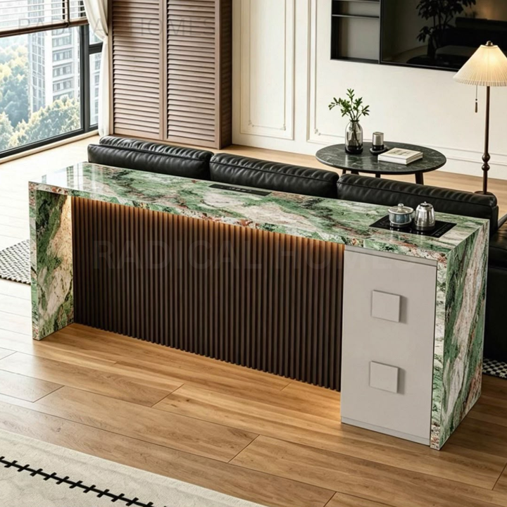 JEFI Modern Sintered Stone Bar Table With Storage