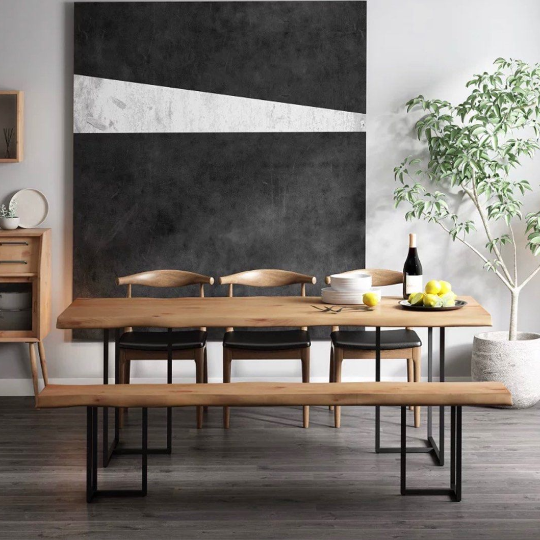 HOLMES Industrial Solid Wood Dining Table