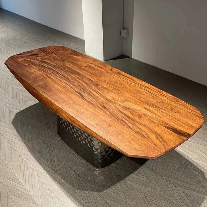 POIRER Modern Black Walnut Wood Dining Table