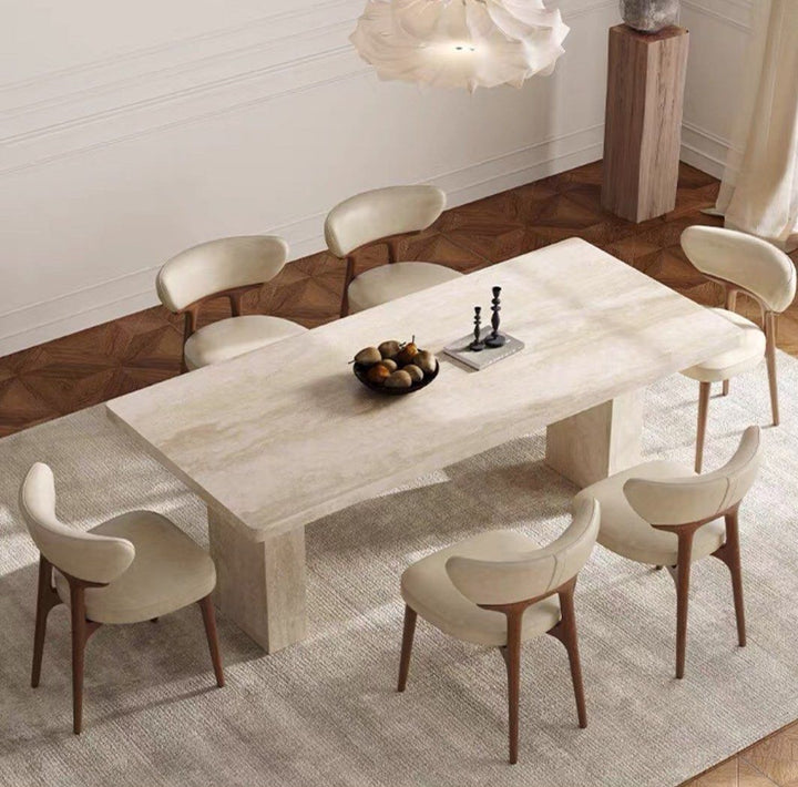 ALEXO Modern Travertine Dining Table