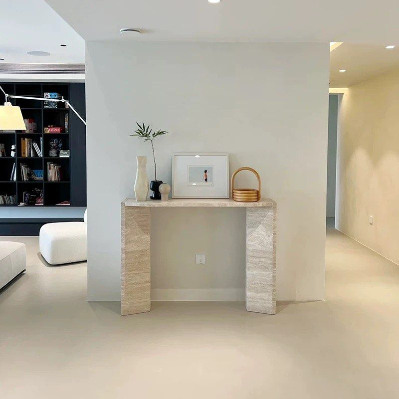 ANIORE Modern Travertine Console Table