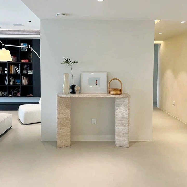 ANIORE Modern Travertine Console Table