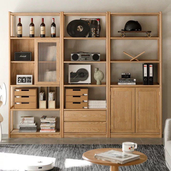 RUFUE Japandi Solid Wood Display Shelf