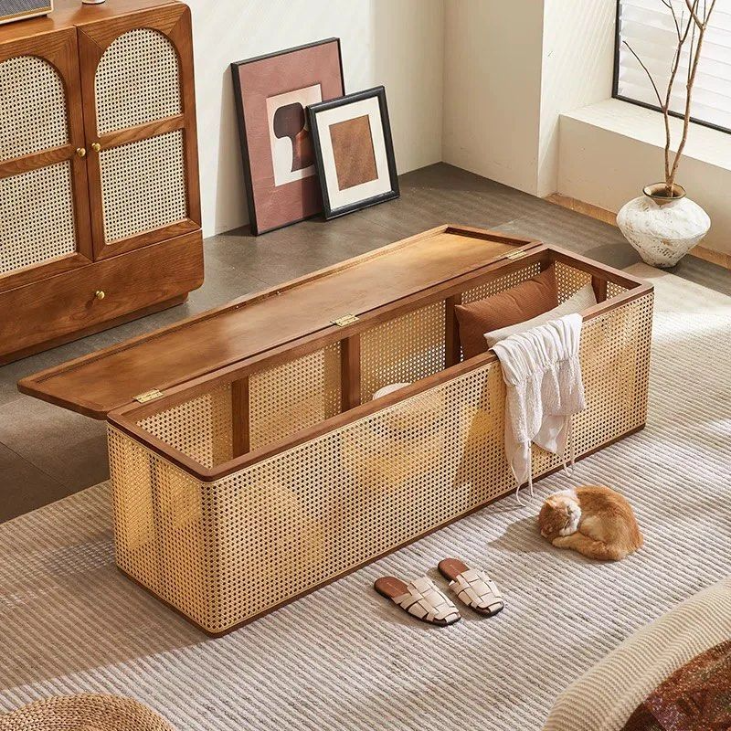 JELINA Rattan Bench With Storage