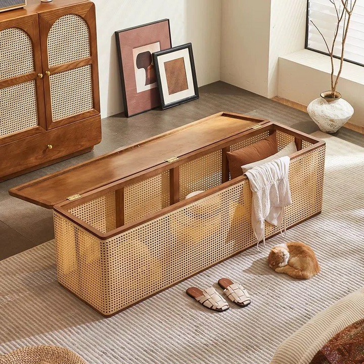 JELINA Rattan Bench With Storage