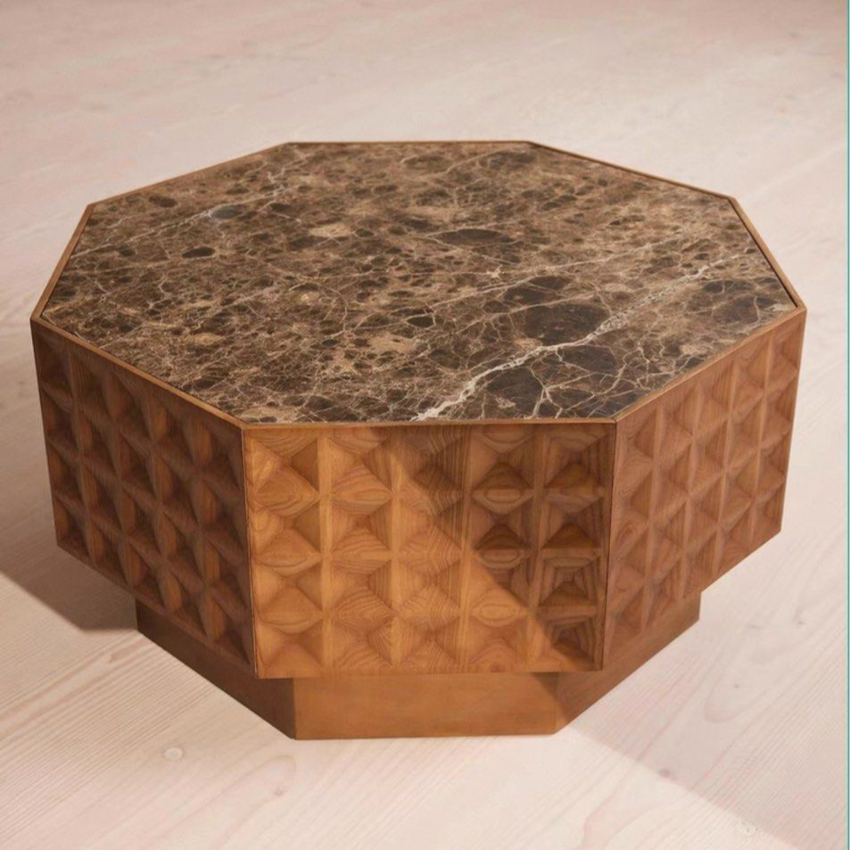 ROFIEL Rustic Marble Coffee Table