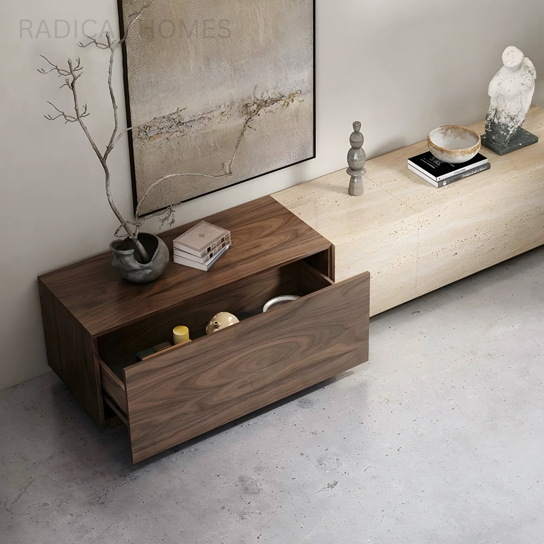 TRAVINO Modern Travertine TV Console - Radical Homes Singapore