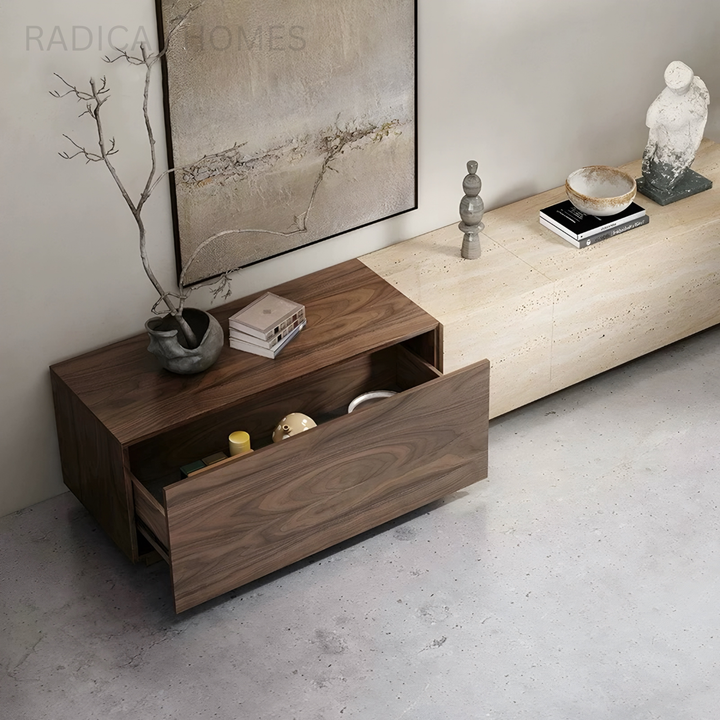 TRAVINO Modern Travertine TV Console - Radical Homes Singapore