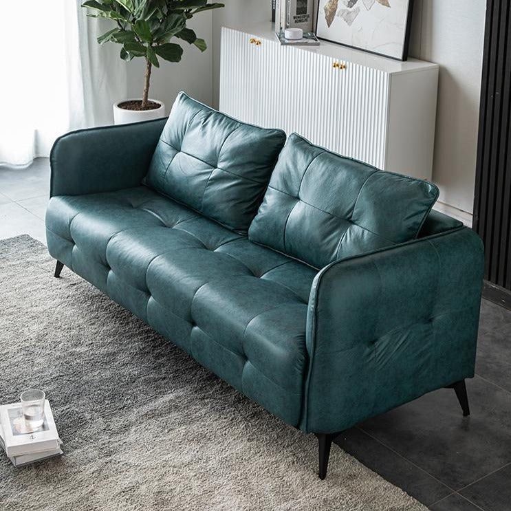 MARELDA Faux Leather Square Arm Sofa