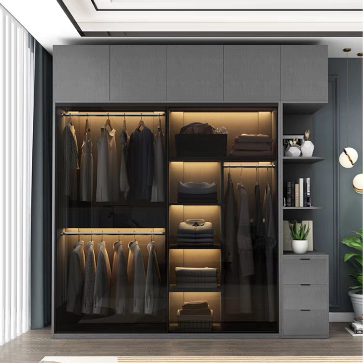 QUINTUS Modern Glass With LED Wardrobe