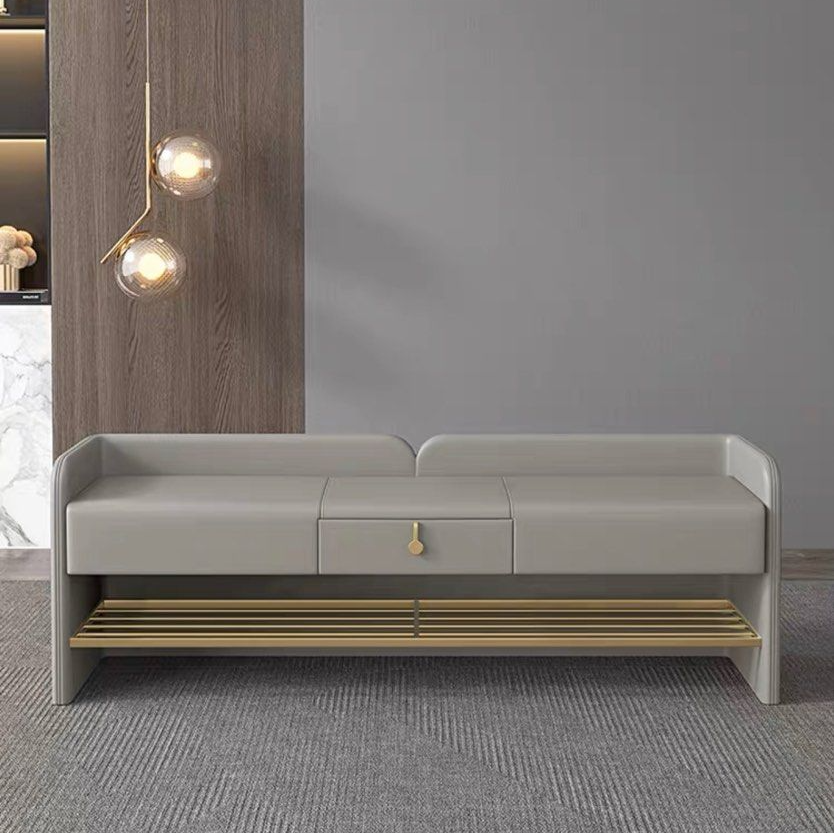 BANYAN Modern Leather Bench With Drawer