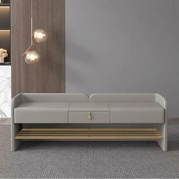 BANYAN Modern Leather Bench With Drawer