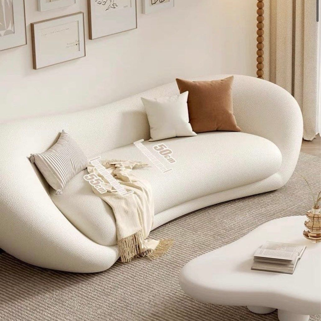 TARENI Modern Curve Leather Sofa