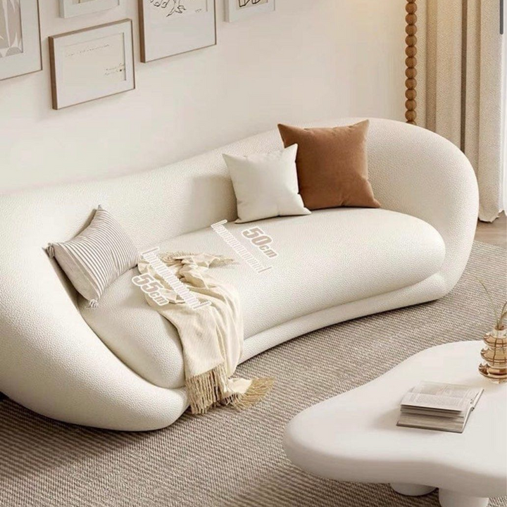 TARENI Modern Curve Leather Sofa