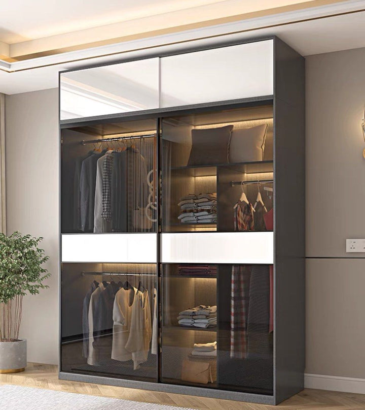 DOMITIAN Modern Glass With LED Wardrobe