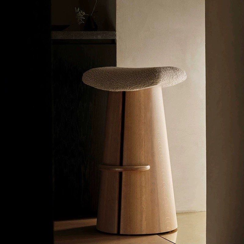 ALAE Modern Solid Wood Boucle Bar Stool