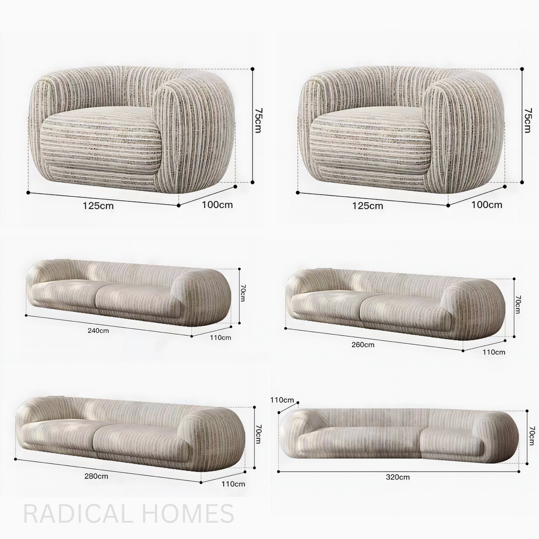 CALSY Modern Curved Fabric Sofa - Radical Homes Singapore