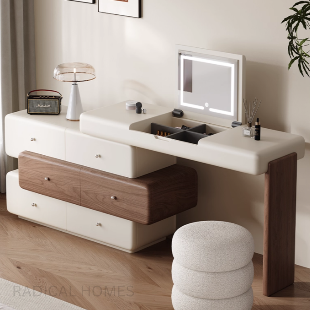 AMORA Modern Minimalist Vanity Table with Storage Drawers