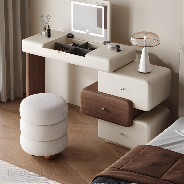 AMORA Modern Minimalist Vanity Table with Storage Drawers