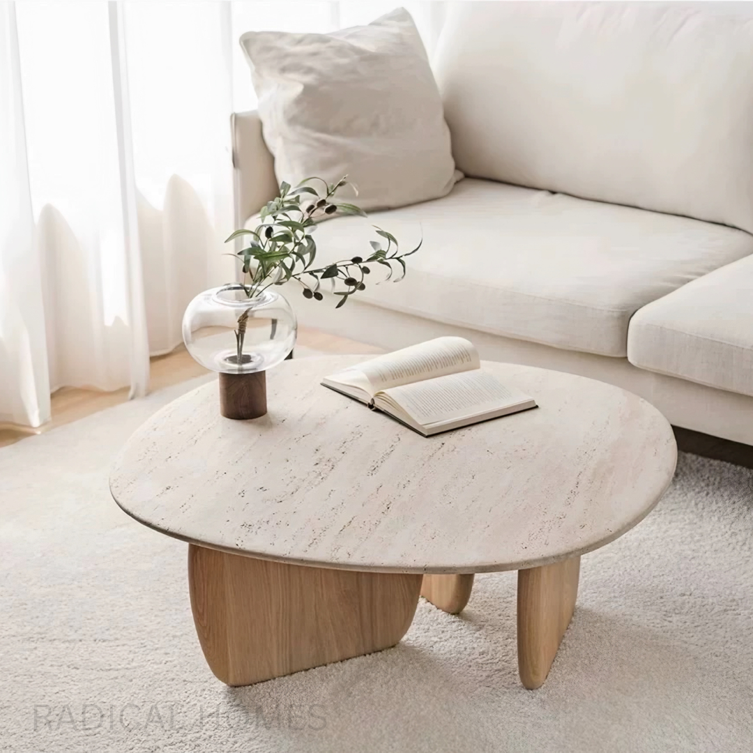 SALBE Wabi Sabi Travertine Coffee Table - Radical Homes Singapore