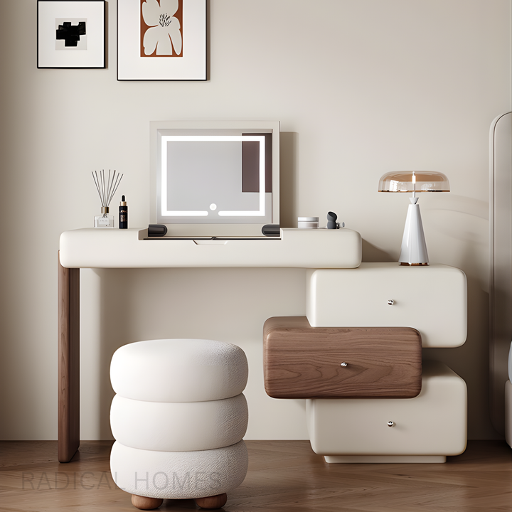 AMORA Modern Minimalist Vanity Table with Storage Drawers