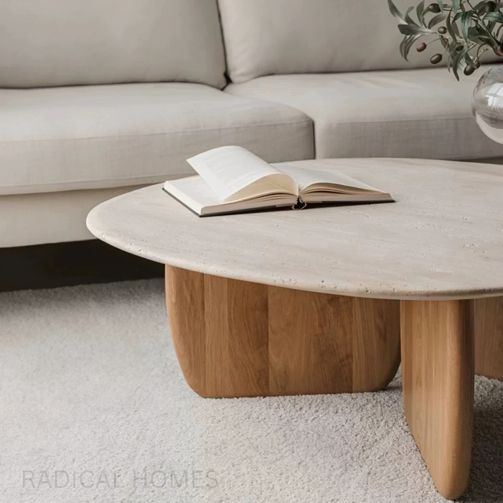 SALBE Wabi Sabi Travertine Coffee Table - Radical Homes Singapore