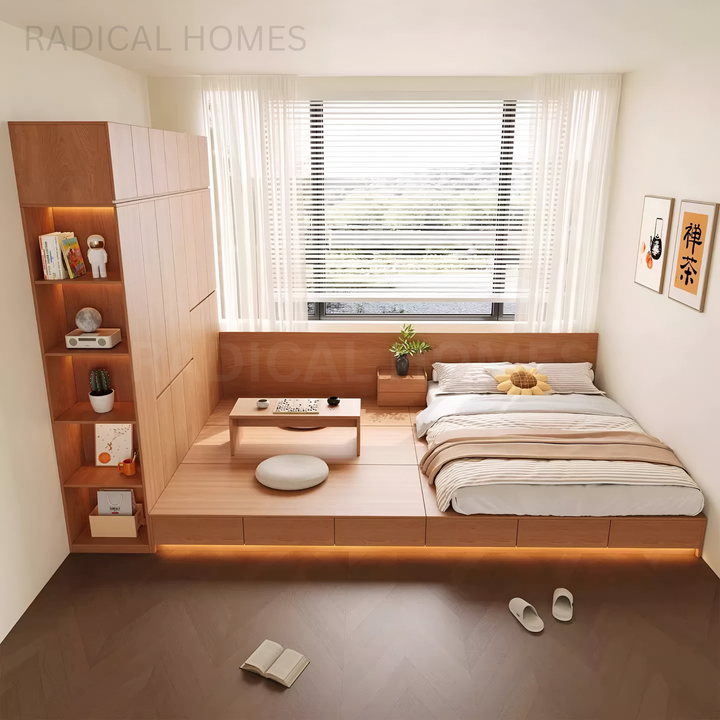 PITON Japanese Platform Bedframe & Wardrobe