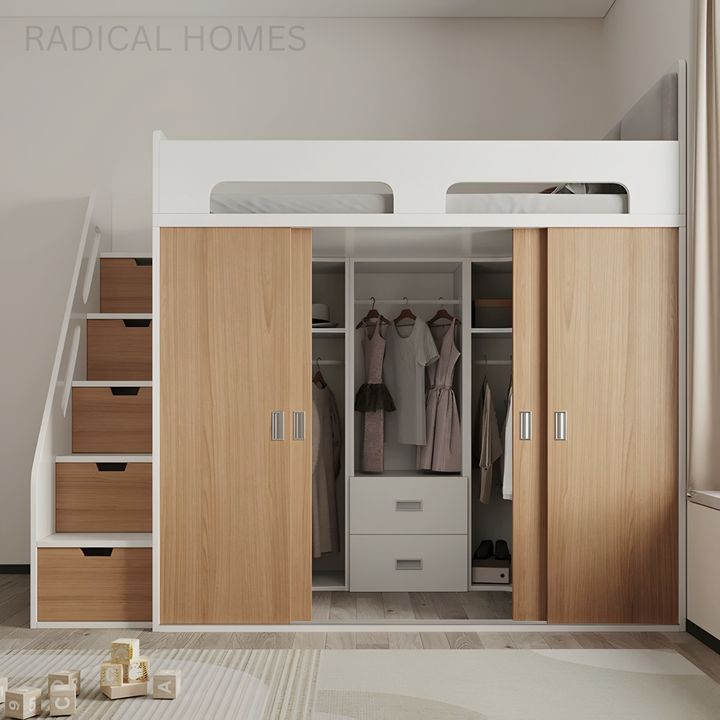TORVANI Modern Wardrobe Storage Bedframe - Radical Homes Singapore