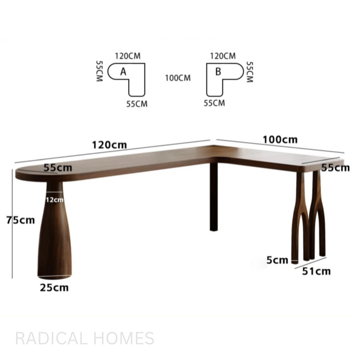 LENTO Solid Pine Wood Study Table