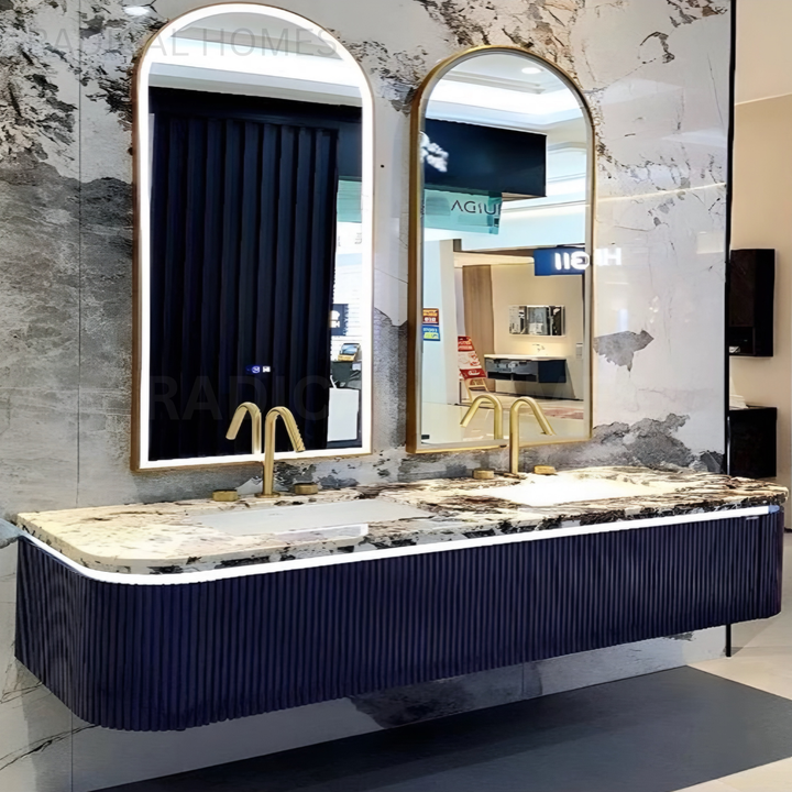 LUXARIA Modern Marble Dual-Sink Bathroom Vanity - Radical Homes Singapore