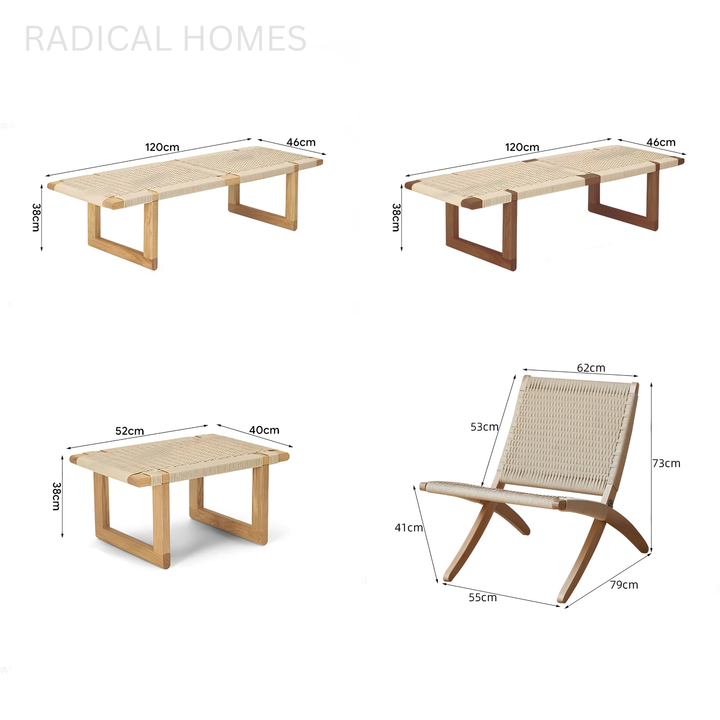 KAVARO Rustic Rattan Bench - Radical Homes Singapore